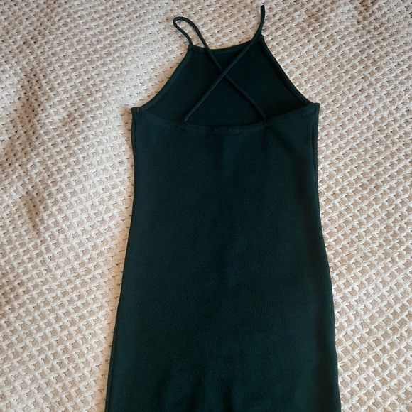 First Green Criss Cross Back Bodycon Mini Dress - Picture 2 of 6